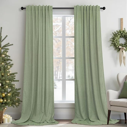 Light Sage Curtains 90 Inches Long by Pitalk