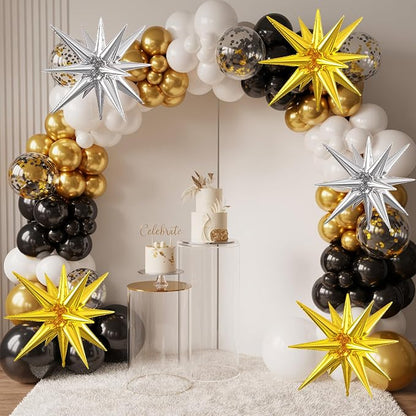 Silver Gold Star Balloons, 22/27 Inch Silver and Gold Star Foil Balloons - Image 4