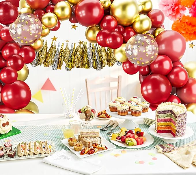 Burgundy Gold Balloons Arch Garland Kit-123Pcs Metallic Confetti Balloons - Image 4