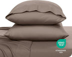 Bare Home Microfiber Pillow Cases - Queen Size Set of 2 - Cooling Pillowcases - Double Brushed - Easy Care - Envelope Closure (Queen Pillowcase Set of 2, Taupe)