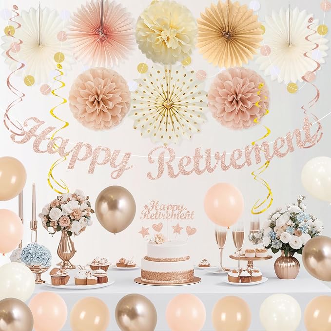 Vlipoeasn Champagne Gold Beige Retirement Decorations - Image 6