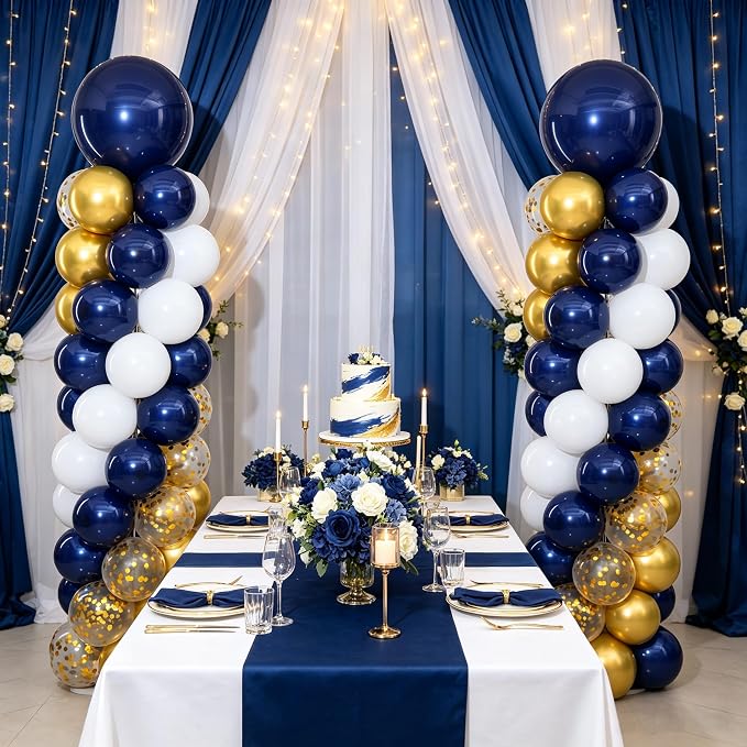 Navy Blue and Gold Balloon Column Stand Kit Set of 2 - Image 8