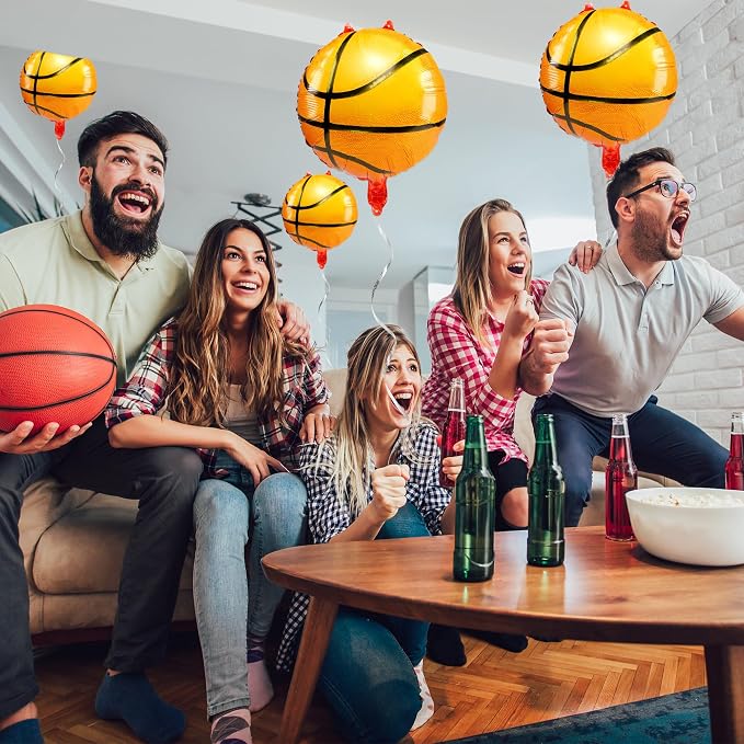 Fovths 12 Pieces Inflatable Basketball Balloons 18 Inches Basketballs Foil - Image 6