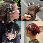 Star Hair Clips 2000s Y2K Gold Star Hair Accessories Snap Hair Barrettes Non Slip Metal Hair Clips for Girls Women -15 PCS 1.18"