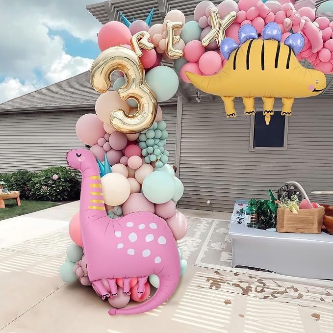 Giant Dinosaur Foil Balloons, 38-43 Inch Big Cute Pink Yellow Dinosaur Helium - Image 4