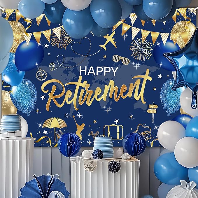 Mocsicka Happy Retirement Backdrop Pink Rose Gold Balloons Women Happy - Image 2