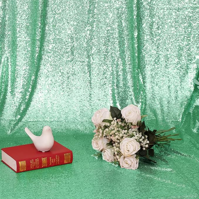 Eternal Beauty Mint Green 3mm Sequin Backdrop 6x6 Ft - Image 8