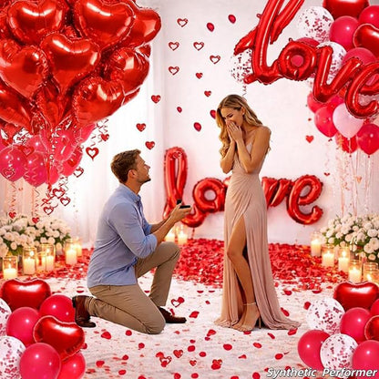Red Heart Balloon Decoration Kit | Latex Balloons, Confetti Balloons, Rose - Image 6