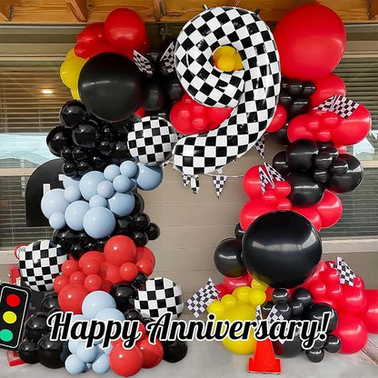 Checkered Number 9 Balloon 40 Inch, Large Foil Black and White Number Balloons - Image 6