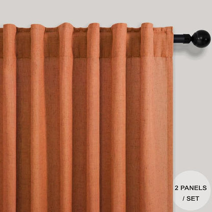 Pitalk Burnt Orange Linen Curtains 102 Inches Long - Image 2