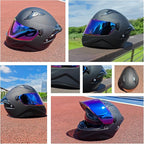 Full Face Motorcycle Helmets for Adult Men Women, DOT Approved Street Bike Racing Helmet Dual Visor Quick Release Buckle, Motorbike ADV Moped Helmet with Extra Clear Visor