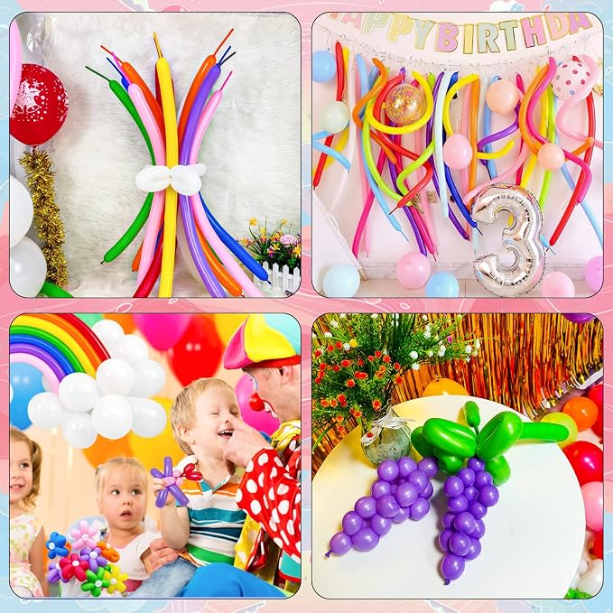Yellow 260 Long Skinny Twisting Animal Balloons, Rainbow Balloons - Image 8