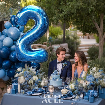AULE 40 Inch 2 Blue Balloon Number Foil 0-9 Birthday Big Numbers | Birthday - Image 2