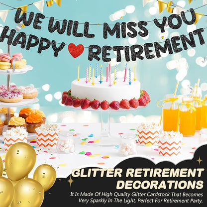 Fulmoon Pre Strung Happy Retirement and We Will Miss You Banner Bunting - Image 7