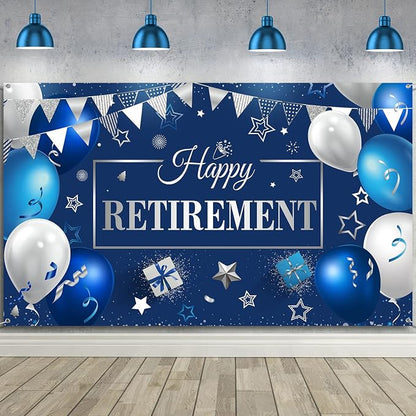Blulu Retirement Party Decorations, Extra Large Fabric Retire Sign Banner Photo by Blulu