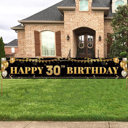 Large Happy 30th Birthday Banner, Party Decorations by TZSS