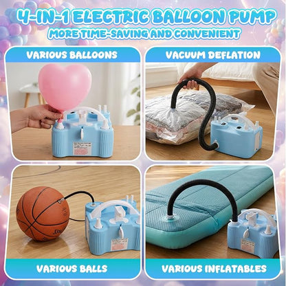4-in-1 Electric Balloon Pump for All Balloons, Portable Dual Nozzle 600W Air - Image 3