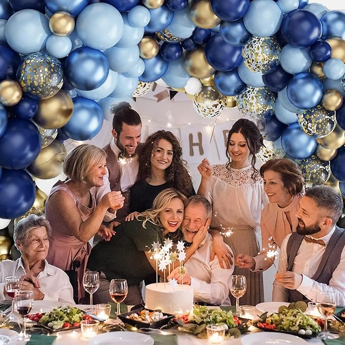 Archloon Blue Balloon Arch Kit, Macaron blue Balloons and Gold Confetti - Image 6