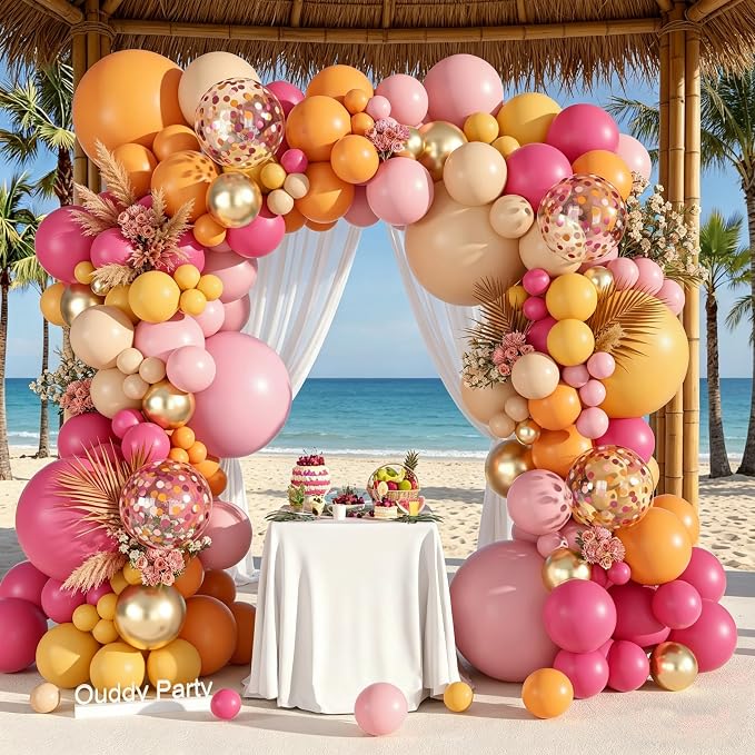 Ouddy Party 149Pcs Pink and Orange Balloon Garland Kit 18 12 10 5Inch | by OuddyParty