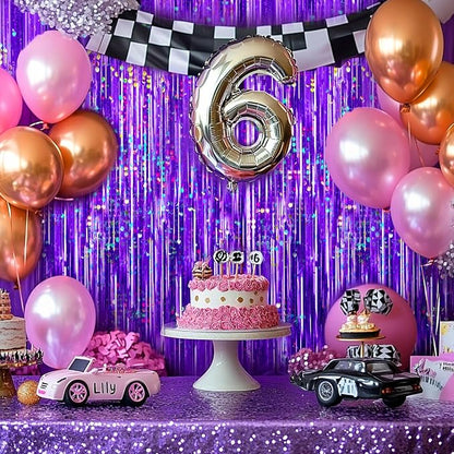 4 Packs Purple Foil Fringe Curtain, Baby Shower, Princess Bachelorette - Image 4