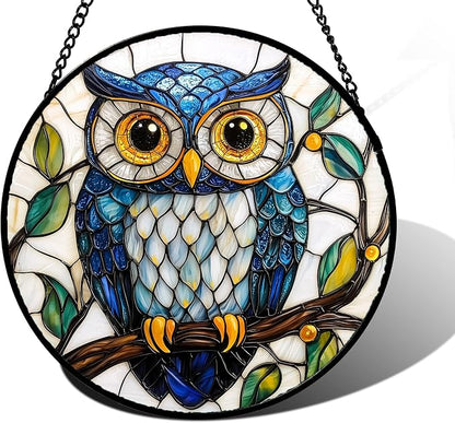 DASTOLL Stained Glass Window Hanging, Owl Gifts by DASTOLL