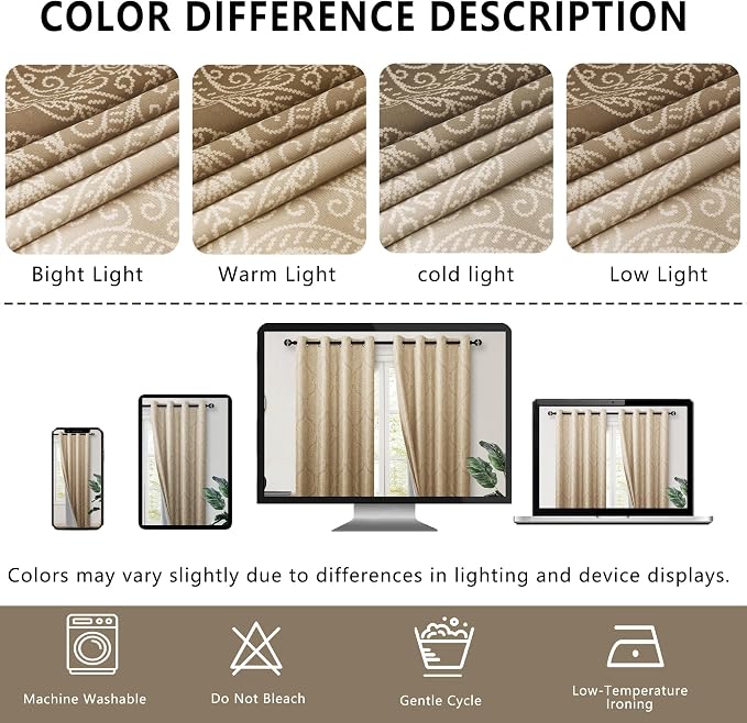 DWCN 100% Blackout Curtains for Bedroom 54 Inch Long - Image 7