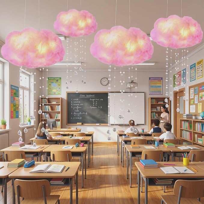Marsui Artificial Cloud Props LED Hanging Pink Light String Fake Imitation 3D by Marsui