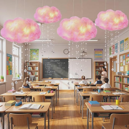 Marsui Artificial Cloud Props LED Hanging Pink Light String Fake Imitation 3D by Marsui