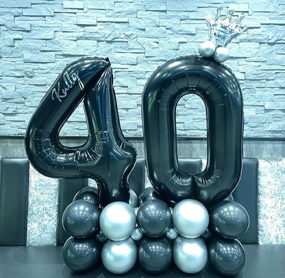 40 Inch Black 14 Number Balloons Giant 14 Balloons Black Birthday Balloons 14th - Image 4