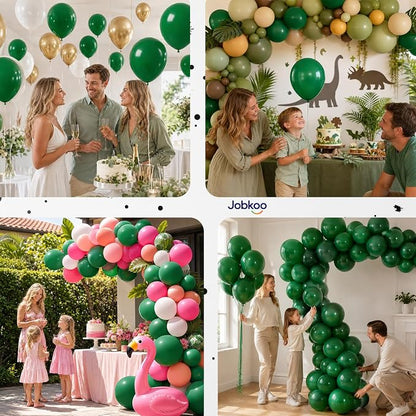 Jobkoo Green Balloons, 12 Inch Dark Emerald Hunter Forest Green Balloon | Matte - Image 7