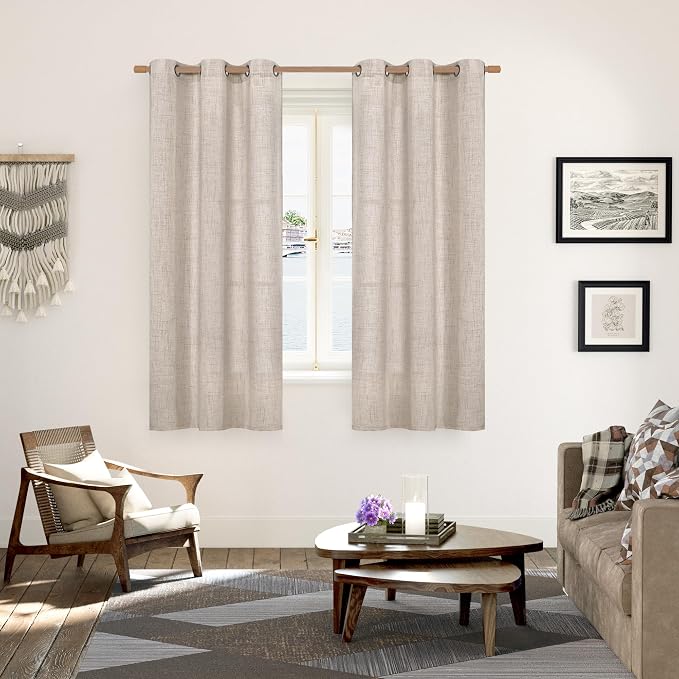 YoungsTex Natural Linen Curtains 38 Inch Width - Image 2