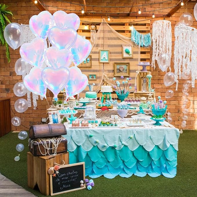 TONIFUL 30 Pcs Iridescent Heart Balloons 18 Inch Heart Shape Foil Balloon | - Image 5