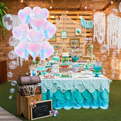 TONIFUL 30 Pcs Iridescent Heart Balloons 18 Inch Heart Shape Foil Balloon | - Image 5