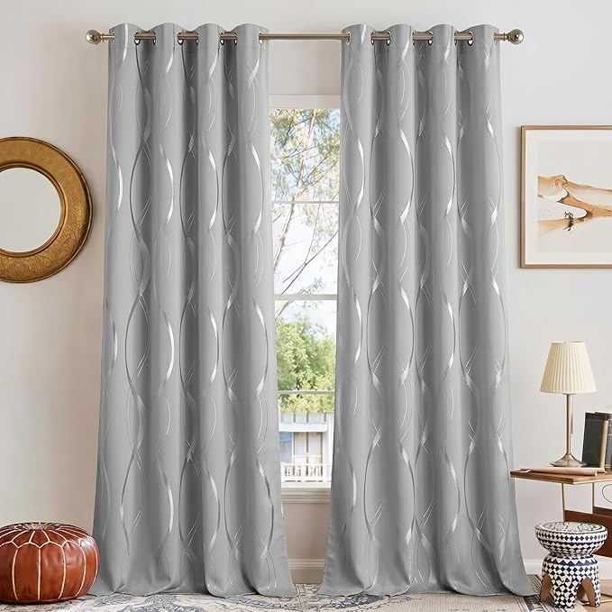 NICETOWN Silver Grey Pattern Curtains by NICETOWN