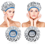 2 Pcs Aluminum Foil Deep Conditioning Hair Cap Reusable Heat Cap For Deep Conditioning Thickened Hair Cap for Oil Treatment Heated Shower Cap Processing Caps for Hair Dye Cap for Home and Salon Use