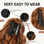 FLUFYMOOZ Ponytail Extension, 18 Inch Claw Clip Ponytail Extension, Wavy Curly Claw Clip in Ponytail Hair Extensions, Natural Fake Ponytail Synthetic Hairpiece for Women (Copper Red)