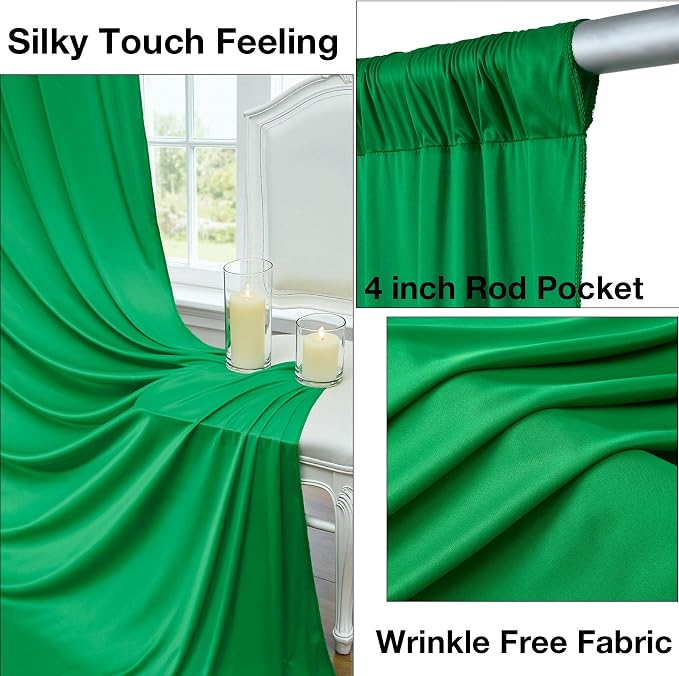 20ftx10ft Wrinkle Free Green Backdrop Curtains - Image 2