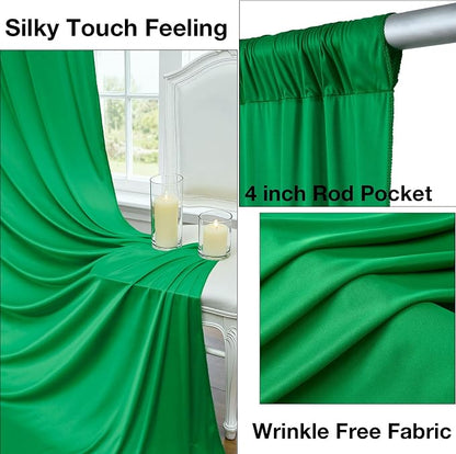 10ftx10ft Wrinkle Free Green Backdrop Curtains - Image 2