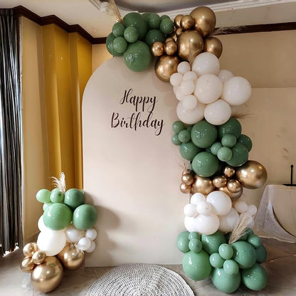 Dusty Sage Green and Gold Balloons, 12 Inch Retro Olive Green White Gold Latex - Image 6