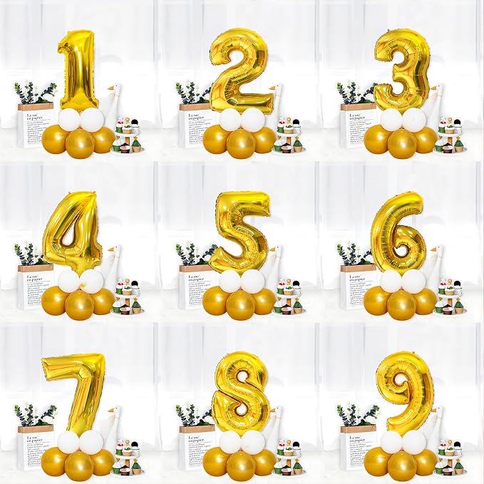 Gold Number Balloons Birthday Balloons - Image 7