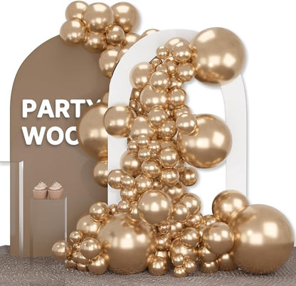 PartyWoo Metallic Gold Balloons 140pcs Chrome Gold Color 18 12 10 5 Inch | 18 by PartyWoo
