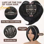 QUEENTAS Black Hair Topper for Women with Thinning Hair Pieces 6"*6"Large Coverage 360°3D Cover Silver Synthetic Short Bob with 5 Clips in Wiglets(Natural Black)