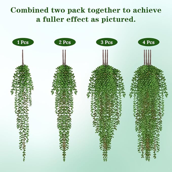 4Pcs Artificial Hanging Plants for Outdoors, Fake Vines Greenery | UV Resistant - Image 9