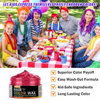 4 Colors Temporary Hair Color Wax for Christmas Party, Stocking Stuffers - DIY Washable Natural Instant Hair Color for Women Temporary Hair Dye for Kids Teens Women Men(Blue&Purple&Red&Green 4pcs)