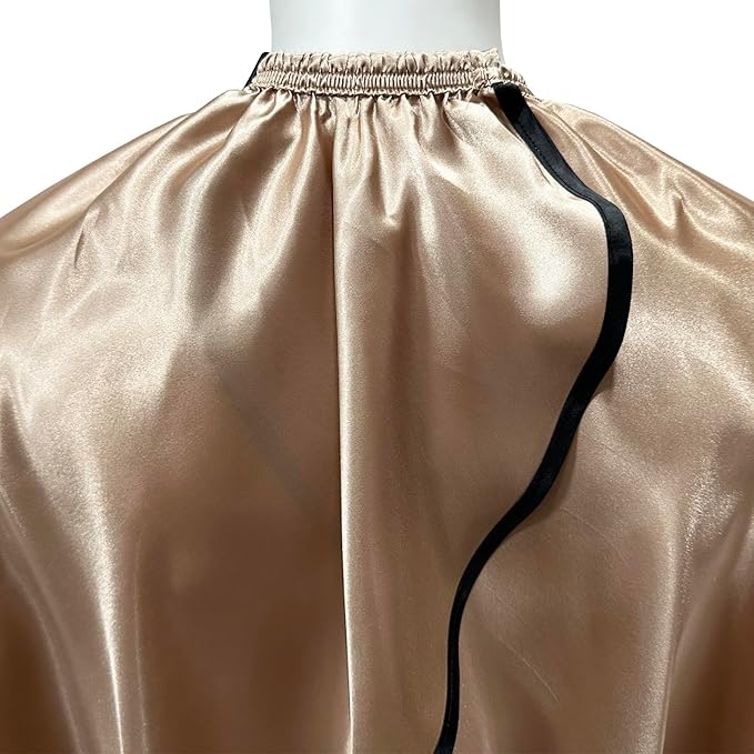 Salon Styling Capes for Clients, Hair Dye Cutting Capes with Elastic Hooks, Waterproof Light Weight Satin Sheen Styling Cape Barber Gown for Stylist, 63”*56”(Champagne Color)