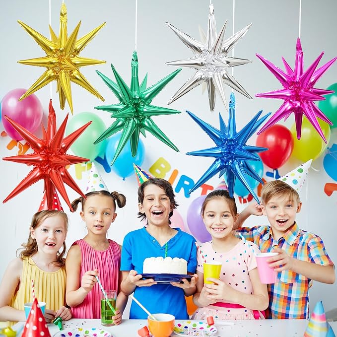 HILAVO 6PCS Star Balloons, 22Inch Large Colorful Star Balloon Foil Balloons - Image 7