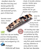 Fsmiling Hair Barrettes for Women French Hair Barrette Clip Small Acetate Hair Clips Barrette No Slip Hair Accessories 3-Pack