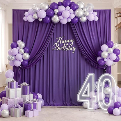 40ft x 10ft Wrinkle Free Purple Backdrop Curtains - Image 6
