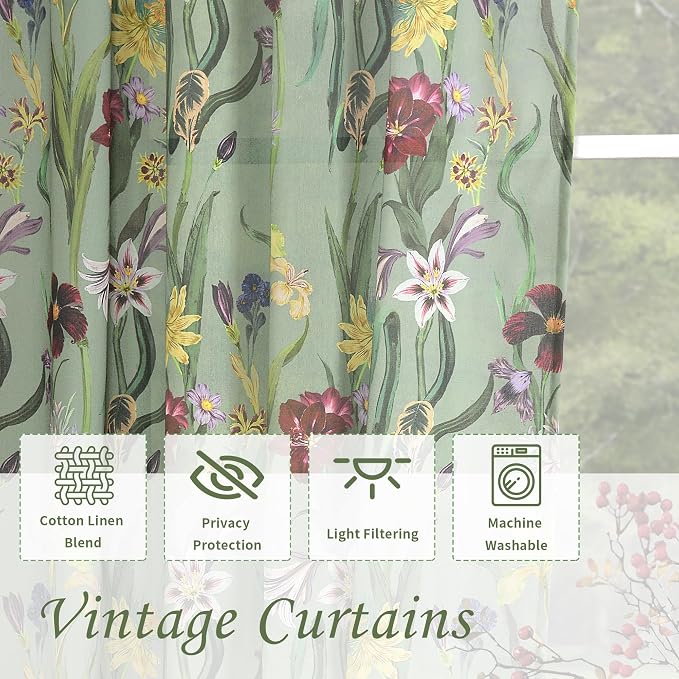 Schweek Floral Curtains 84 Inches Long 2 Panels - Image 4