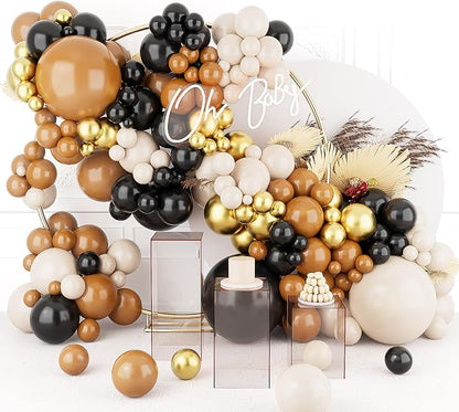 Brown Black Balloons Arch Garland Kit-123Pcs Metallic Gold Balloon Sand White by deiiom